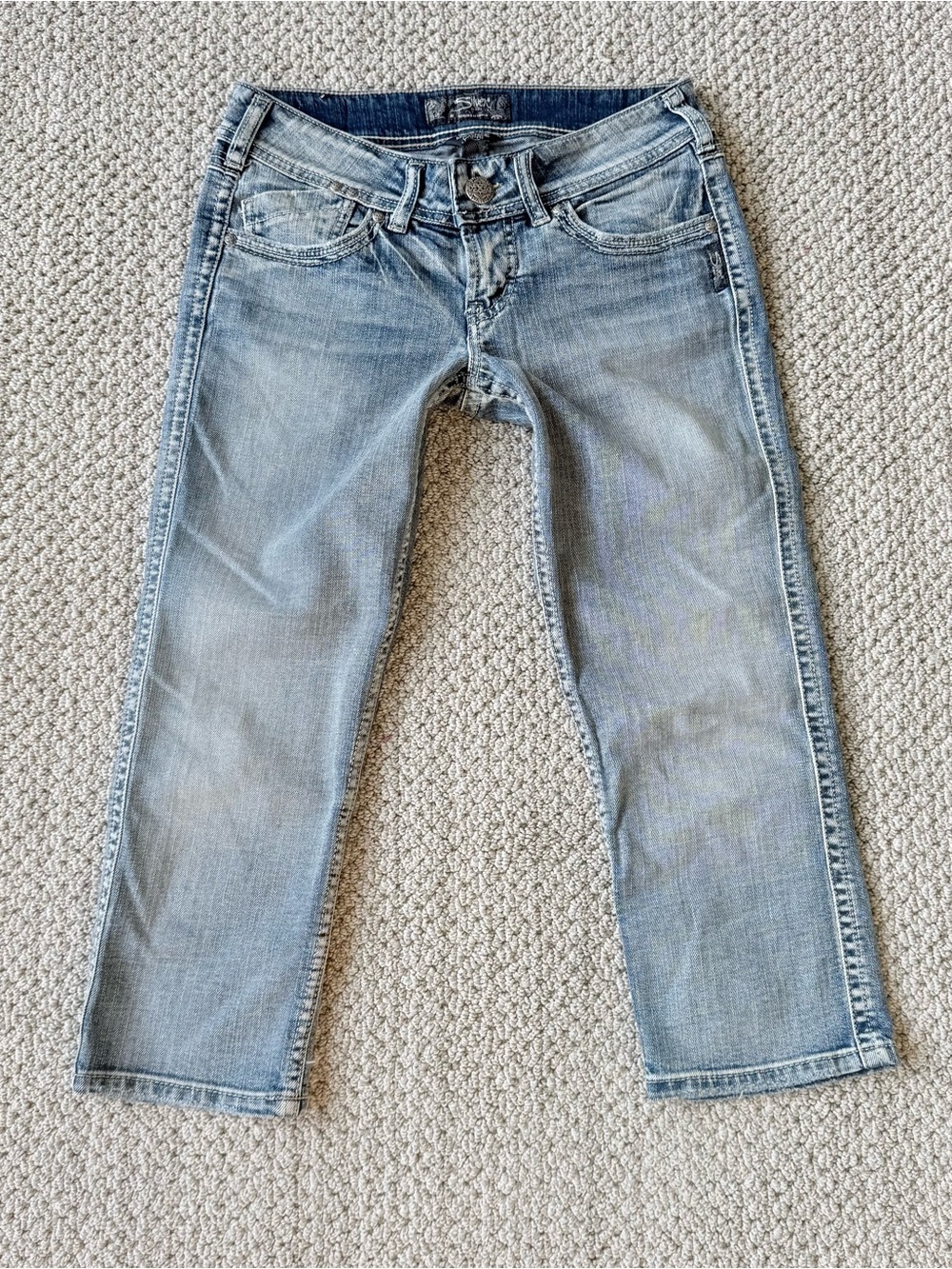 Silver Jeans Light Blue Cropped low rise Capri Straight Jeans Y2K